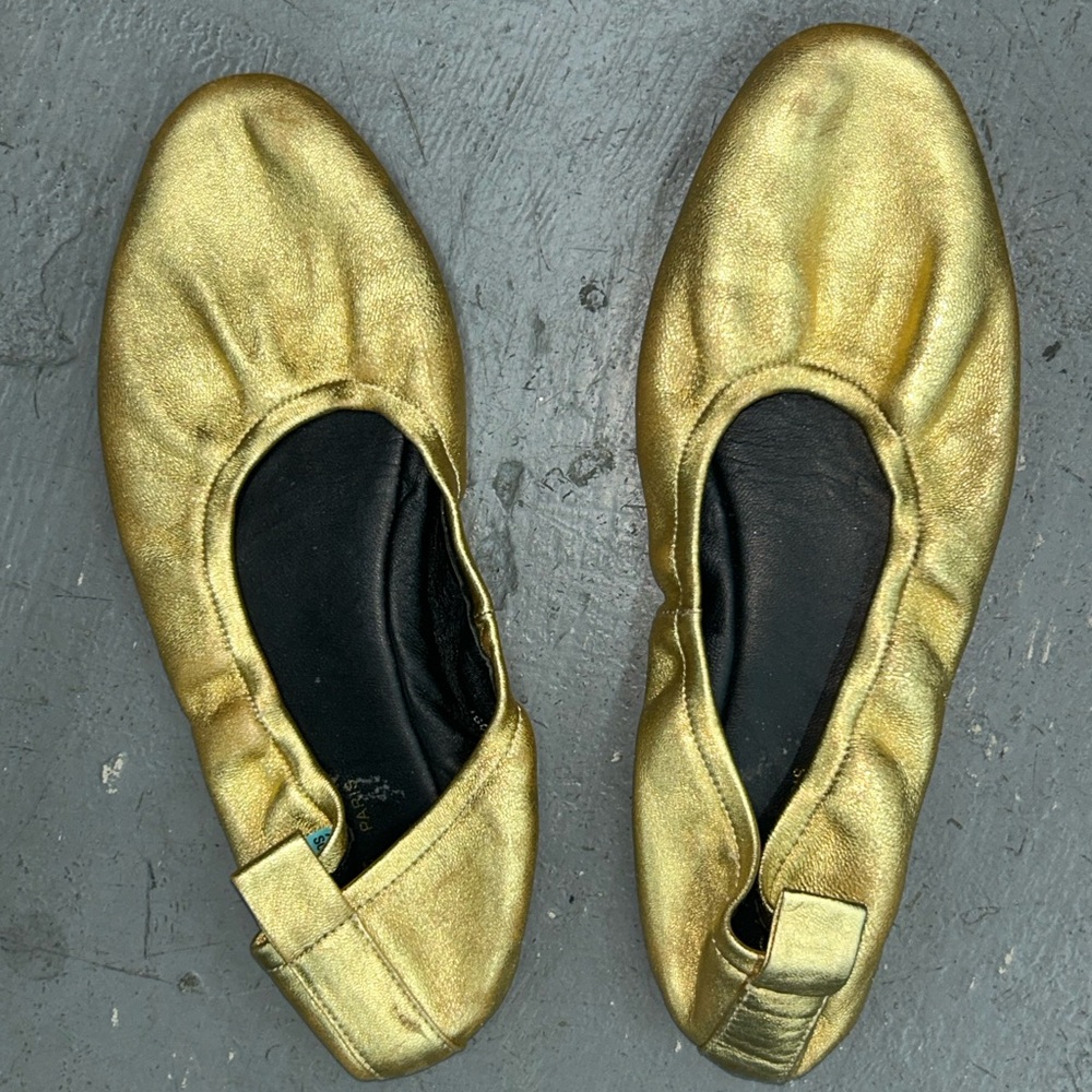 Celine Gold Leather Flats